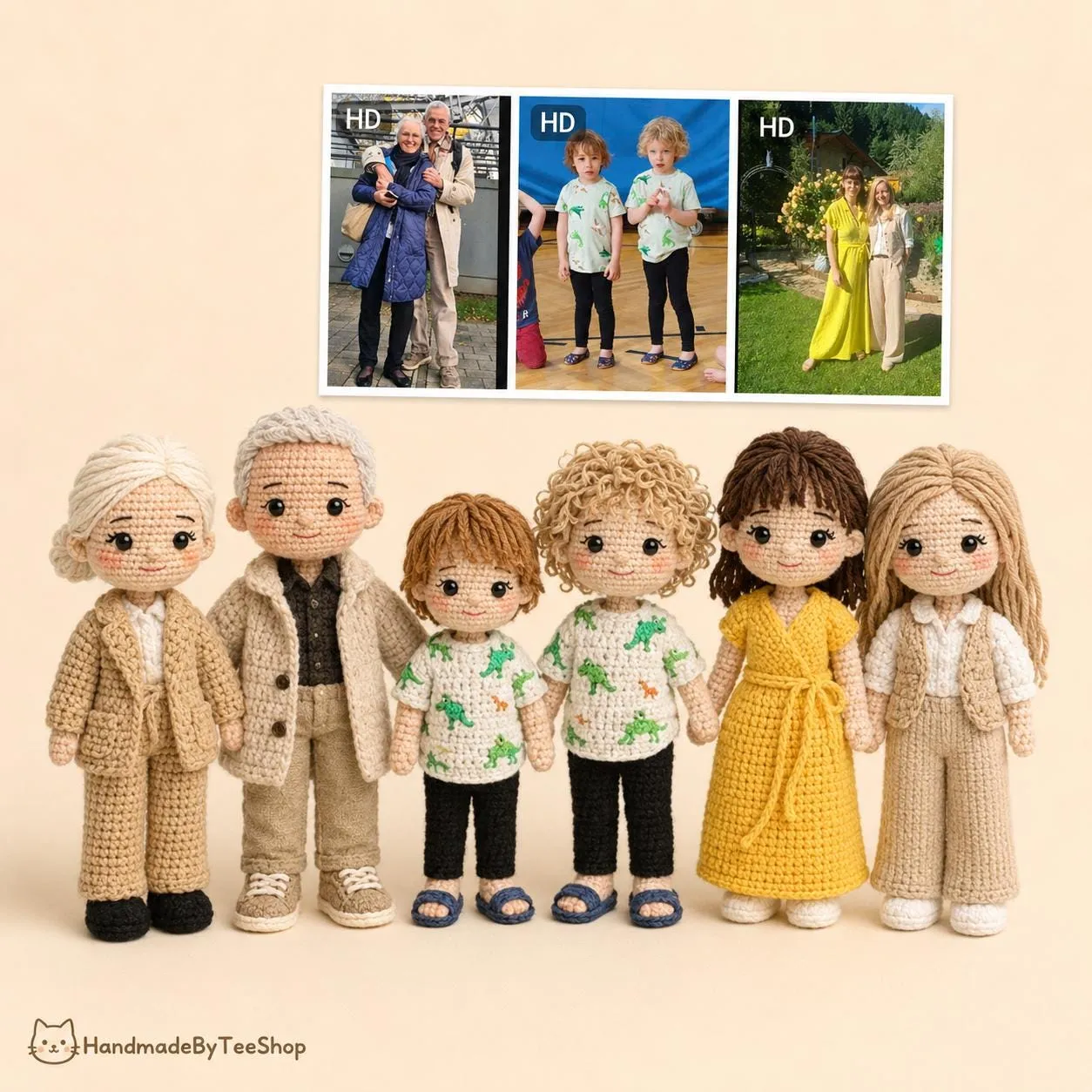 Custom portrait crochet dolls