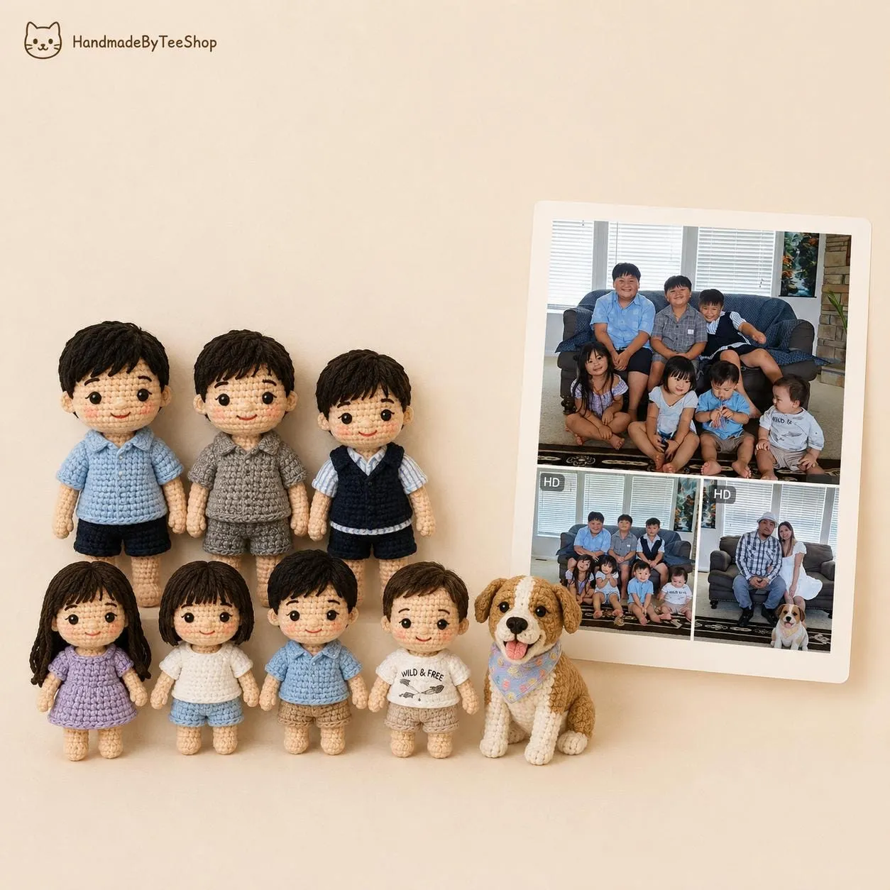Custom portrait crochet dolls
